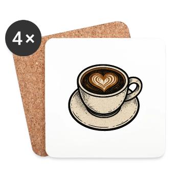 Tasse à café vintage - Dessous de verre (lot de 4) - blanc - Devant