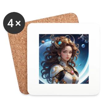 The queen of space against the background of planets - Coasters (set of 4) - white - Front