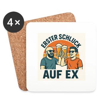 Erster Schluck auf Ex - Untersetzer (4er-Set) - Weiß - Vorne