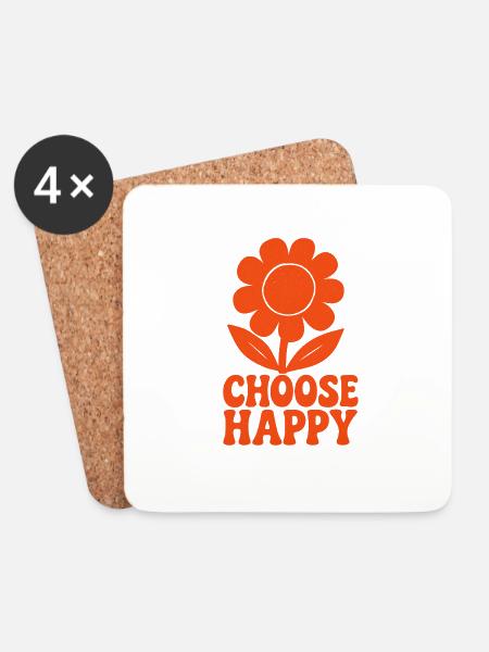 Choose Happy - In einer knalligen Farbe - Untersetzer (4er-Set) - Weiß