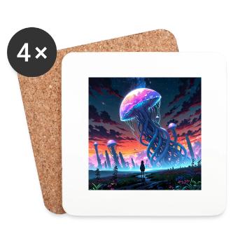 Leonardo Anime XL In a surreal lunar offbeat - Untersetzer (4er-Set) - Weiß - Vorne