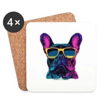 French Bulldog Französische Bulldogge - Untersetzer (4er-Set) - Weiß - Vorne