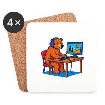 Computer Bär - Untersetzer (4er-Set) - Weiß - Vorne