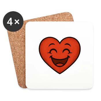 Rire du fond du cœur – Quand l’amour rend heureux - Dessous de verre (lot de 4) - blanc - Devant