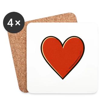 Artful heart – retro with character - Coasters (set of 4) - white - Front