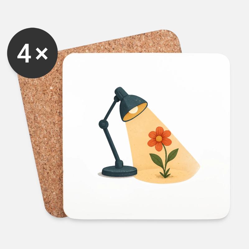 Aufgehende Blume - Untersetzer (4er-Set) - Weiß