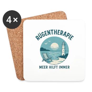 Ruegentherapie - Meer hilft immer - Untersetzer (4er-Set) - Weiß - Vorne