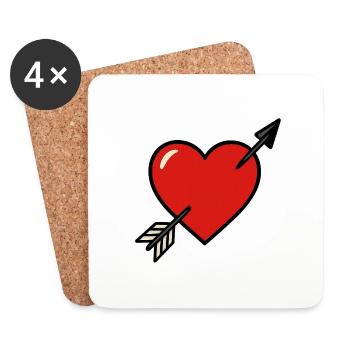 Hits in the heart - Coasters (set of 4) - white - Front