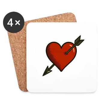 Vintage Love Shot – Romance avec de la profondeur - Dessous de verre (lot de 4) - blanc - Devant