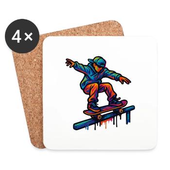 Skater - Untersetzer (4er-Set) - Weiß - Vorne