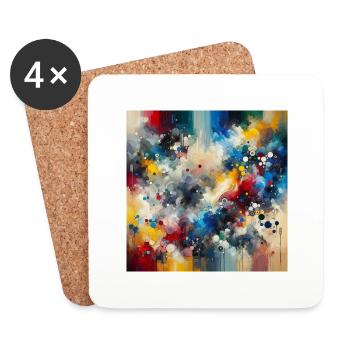 Explosion de Couleurs Abstraites - Dessous de verre (lot de 4) - blanc - Devant