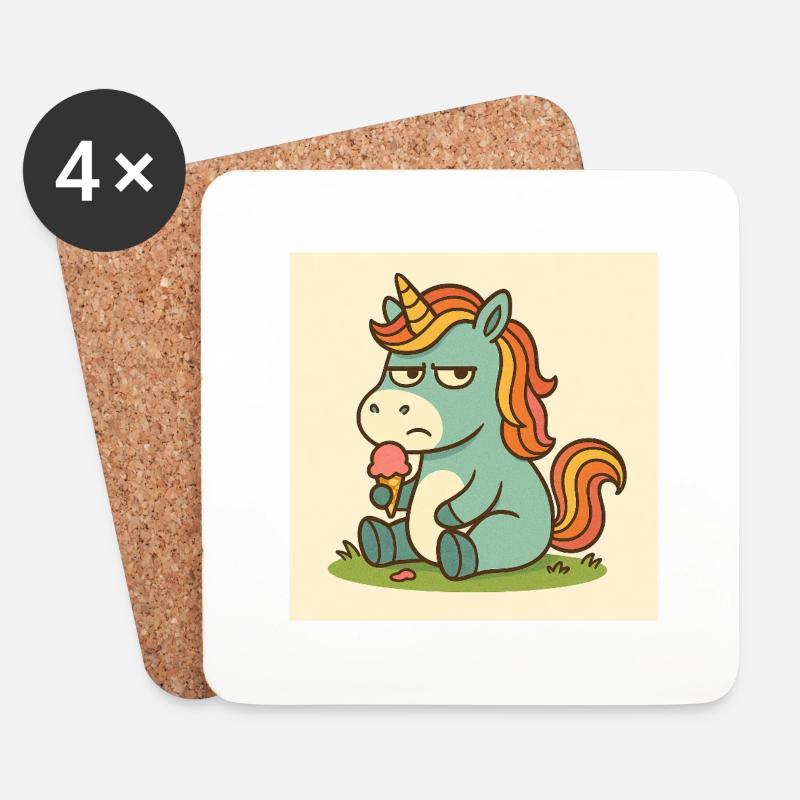 Einhorn - Untersetzer (4er-Set) - Weiß