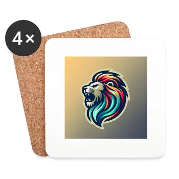 Lion coloré avec style - Dessous de verre (lot de 4) - blanc - Devant