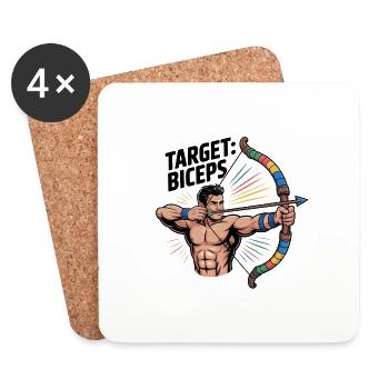 Entraînement des biceps cibles - Dessous de verre (lot de 4) - blanc - Devant