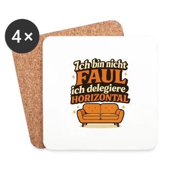 Ich bin nicht faul, ich delegiere horizontal - Untersetzer (4er-Set) - Weiß - Vorne