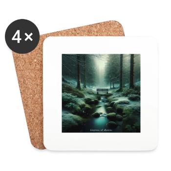 Forêt Enchantée Émeraude - Dessous de verre (lot de 4) - blanc - Devant
