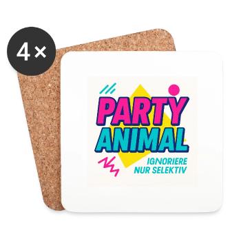 Party Anima.l– Neon Beat Edition - Untersetzer (4er-Set) - Weiß - Vorne