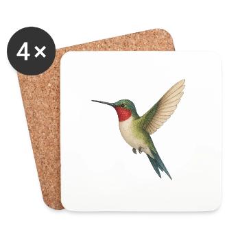 Ruby-throated hummingbird – nature meets elegance - Coasters (set of 4) - white - Front