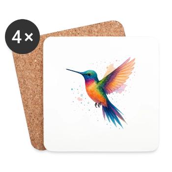 Regenbogen-Kolibri in Aquarell - Untersetzer (4er-Set) - Weiß - Vorne
