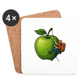 Des alpinistes et une pomme verte - Dessous de verre (lot de 4) - blanc - Devant