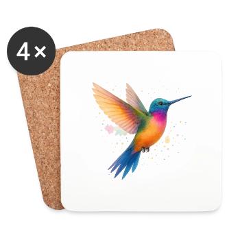 Dancing rainbow hummingbird - Coasters (set of 4) - white - Front