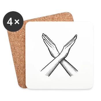 Mains croisées – Déclaration en lignes - Dessous de verre (lot de 4) - blanc - Devant