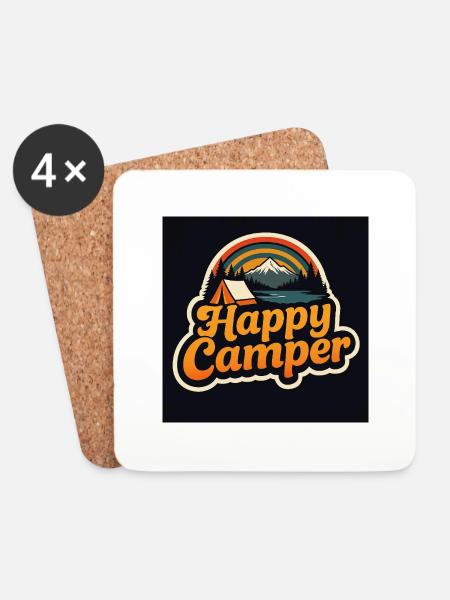Happy Camper - Untersetzer (4er-Set) - Weiß