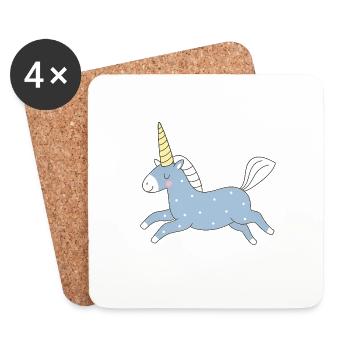 cute unicorn in blue - Coasters (set of 4) - white - Front