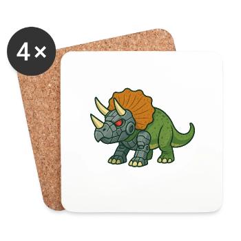 Triceratops Robot Transformation - Coasters (set of 4) - white - Front