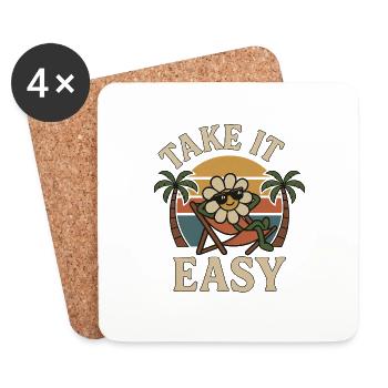 Take It Easy - Funny Vintage Flower Design - Coasters (set of 4) - white - Front
