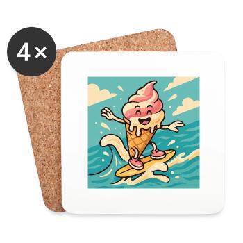 Surfer – Sommerspaß & Frische - Untersetzer (4er-Set) - Weiß - Vorne