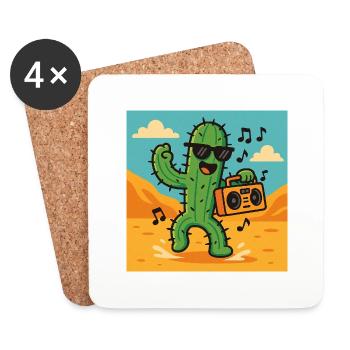 Cactus DJ – The King of the Desert - Coasters (set of 4) - white - Front