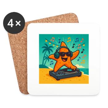 DJ Star – Soirée Tropicale - Dessous de verre (lot de 4) - blanc - Devant