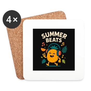 Ananas DJ – Summer Beats - Dessous de verre (lot de 4) - blanc - Devant