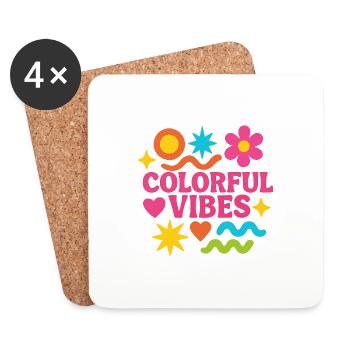 Colorful Vibes – Retro Power in Pink - Untersetzer (4er-Set) - Weiß - Vorne