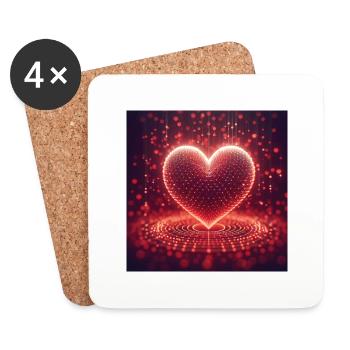 Amour du cœur - Dessous de verre (lot de 4) - blanc - Devant