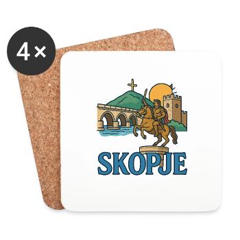 Skopje, Macedonia, North Macedonia - Coasters (set of 4) - white - Front