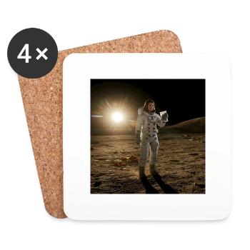 Lunar exploration in a setting. - Coasters (set of 4) - white - Front