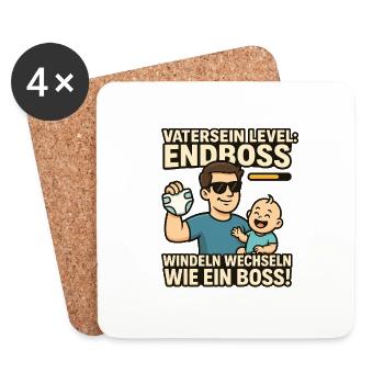 Level: Endboss Windelwechsel-Profi mit Stil - Untersetzer (4er-Set) - Weiß - Vorne
