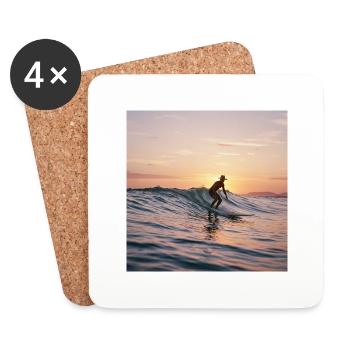 Surfer im Sonnenuntergang - Untersetzer (4er-Set) - Weiß - Vorne