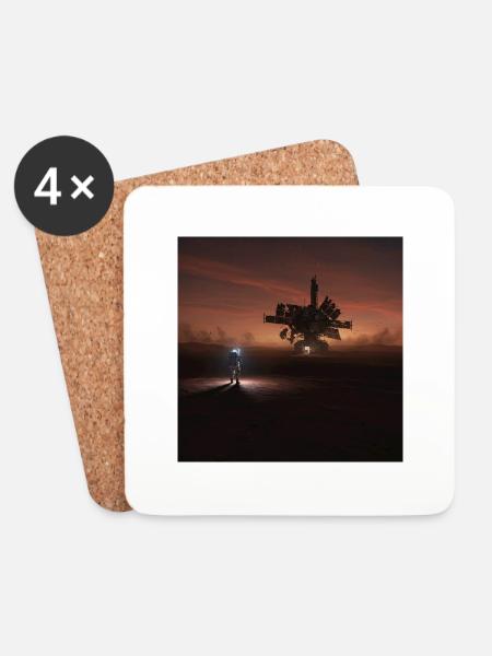 Abenteuerliche Sci-Fi Landschaft - Untersetzer (4er-Set) - Weiß