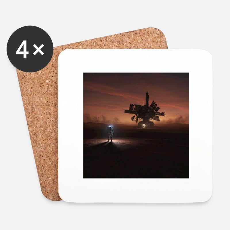 Abenteuerliche Sci-Fi Landschaft - Untersetzer (4er-Set) - Weiß