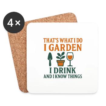 I Garden, I Drink – Gardening in style - Coasters (set of 4) - white - Front