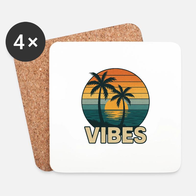 Vibes am Sonnenuntergang - Untersetzer (4er-Set) - Weiß