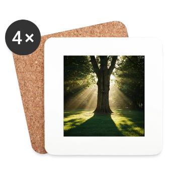 Baum im Sonnenlicht - Untersetzer (4er-Set) - Weiß - Vorne