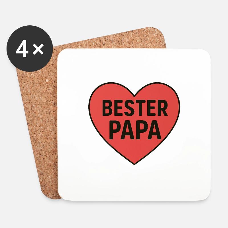 BESTER PAPA - Untersetzer (4er-Set) - Weiß