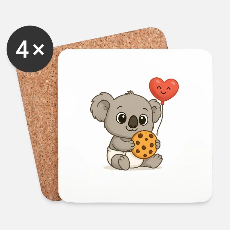 Bébé Koala - Dessous de verre (lot de 4) - blanc