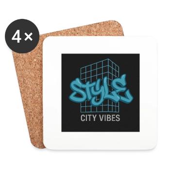 STYLE – City Vibes Graffiti - Dessous de verre (lot de 4) - blanc - Devant