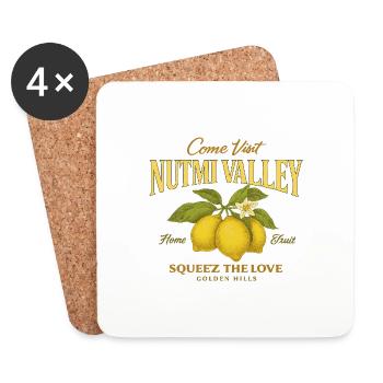 T-shirt vintage “Nutmi Valley” – Citron doré & vib - Dessous de verre (lot de 4) - blanc - Devant