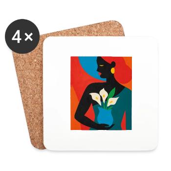 Floral Woman – Afro Pop Art - Coasters (set of 4) - white - Front